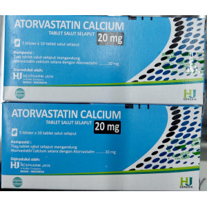 HJ Generik Atorvastatin Calcium 20 mg Tablet Salut Selaput